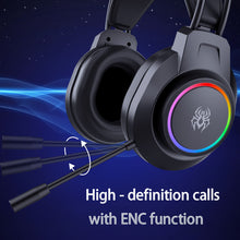 将图片加载到图库查看器,abingo V7 Stereo Gaming Headset for PS4 PC PS5, Noise Cancelling Mic Over Ear Headphones with ENC Mic, RGB LED Light, Virtual 7.1 Surround Sound, Soft Earmuffs for PC,Laptop,with Mic switch