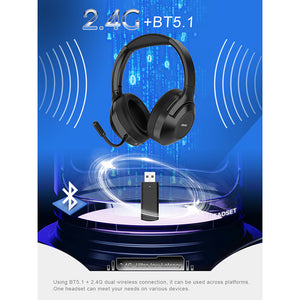 abingo BT300X bluetooth 2.4G dual wireless Hybrid ANC wireless gaming headset for PS4 Laptop PC mobile Auriculares inalámbricos Wireless headphones