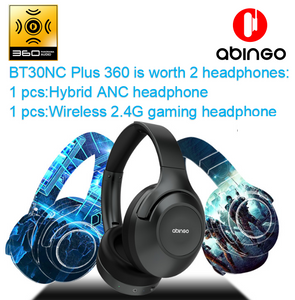 abingo BT30NC Plus 360 Panorama Audio bluetooth 2.4G dual wireless Hybrid ANC wireless gaming headset for PS4 Laptop mobile Auriculares inalámbricos Wireless headphones