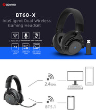 将图片加载到图库查看器,abingo BT60-X Dual Wireless gaming headset with Microphone for PS5, PS4, PC, Mobile, Switch: 2.4GHz Wireless+Bluetooth Fones de ouvido para jogos, Auriculares para juegos