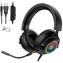 将图片加载到图库查看器,abingo G60L Stereo Gaming Headset for PS4 PC Xbox One PS5 Controller Over Ear Headphones with Mic, RGB LED Light,Over-ear Bass Surround, Soft Earmuffs Auriculares para juegos