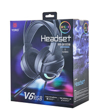 将图片加载到图库查看器,YORO V6RGB gaming headset Stereo Gaming Headset for PS4 PC Xbox One PS5 Controller, Noise Cancelling Over Ear Headphones with Mic, RGB LED Light, Bass Surround, Soft Earmuffs Fones de ouvido para jogos Auriculares para juegos