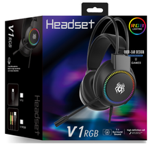 将图片加载到图库查看器,YORO V1RGB gaming headset Stereo Gaming Headset for PS4 PC Xbox One PS5 Controller, Noise Cancelling Over Ear Headphones with Mic, RGB LED Light, Bass Surround, Soft Earmuffs Fones de ouvido para jogos Auriculares para juegos