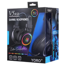 将图片加载到图库查看器,YORO V5RGB gaming headset Stereo Gaming Headset for PS4 PC Xbox One PS5 Controller, Noise Cancelling Over Ear Headphones with Mic, RGB LED Light, Bass Surround, Soft Earmuffs Fones de ouvido para jogos Auriculares para juegos