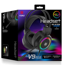 将图片加载到图库查看器,YORO V9RGB gaming headset Stereo Gaming Headset for PS4 PC Xbox One PS5 Controller, Noise Cancelling Over Ear Headphones with Mic, RGB LED Light, Bass Surround, Soft Earmuffs Fones de ouvido para jogos Auriculares para juegos