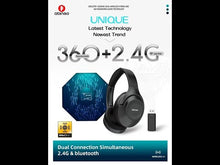 在图库查看器中加载和播放视频,abingo BT30NC Plus 360 Panorama Audio spatial audio bluetooth 2.4G dual wireless Hybrid ANC wireless gaming headset for PS4 Laptop mobile Auriculares inalámbricos Wireless headphones