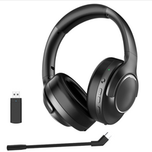 将图片加载到图库查看器，Abingo BT80NC Max Multifunctional Over‑Ear Headset | Hybrid Active Noise Cancelling, Dual‑Wireless 2.4G &amp; Bluetooth, Detachable Boom Mic + Built‑in ENC Mic, Rotatable Foldable Business Design | OEM Wholesale for Global Brands &amp; Distributors
