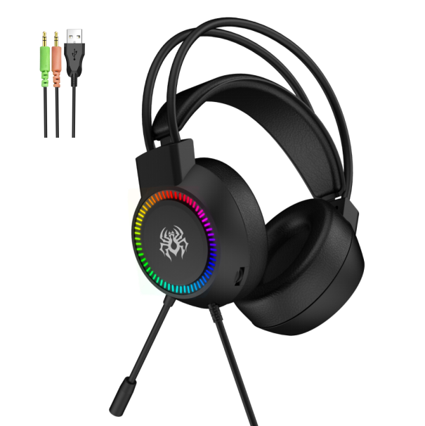 YORO V1RGB gaming headset Stereo Gaming Headset for PS4 PC Xbox One PS5 Controller, Noise Cancelling Over Ear Headphones with Mic, RGB LED Light, Bass Surround, Soft Earmuffs Fones de ouvido para jogos Auriculares para juegos