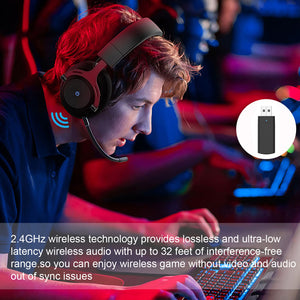 abingo bluetooth 2.4G dual Wireless gaming headset lag-free for PS4 PS5 PC Laptop mobile